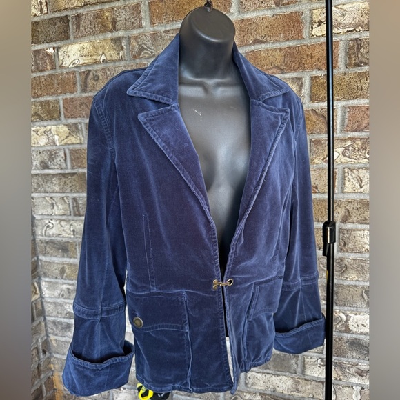 Twill Twenty Two Navy Velvet Blazer Size Large - Picture 2 of 10